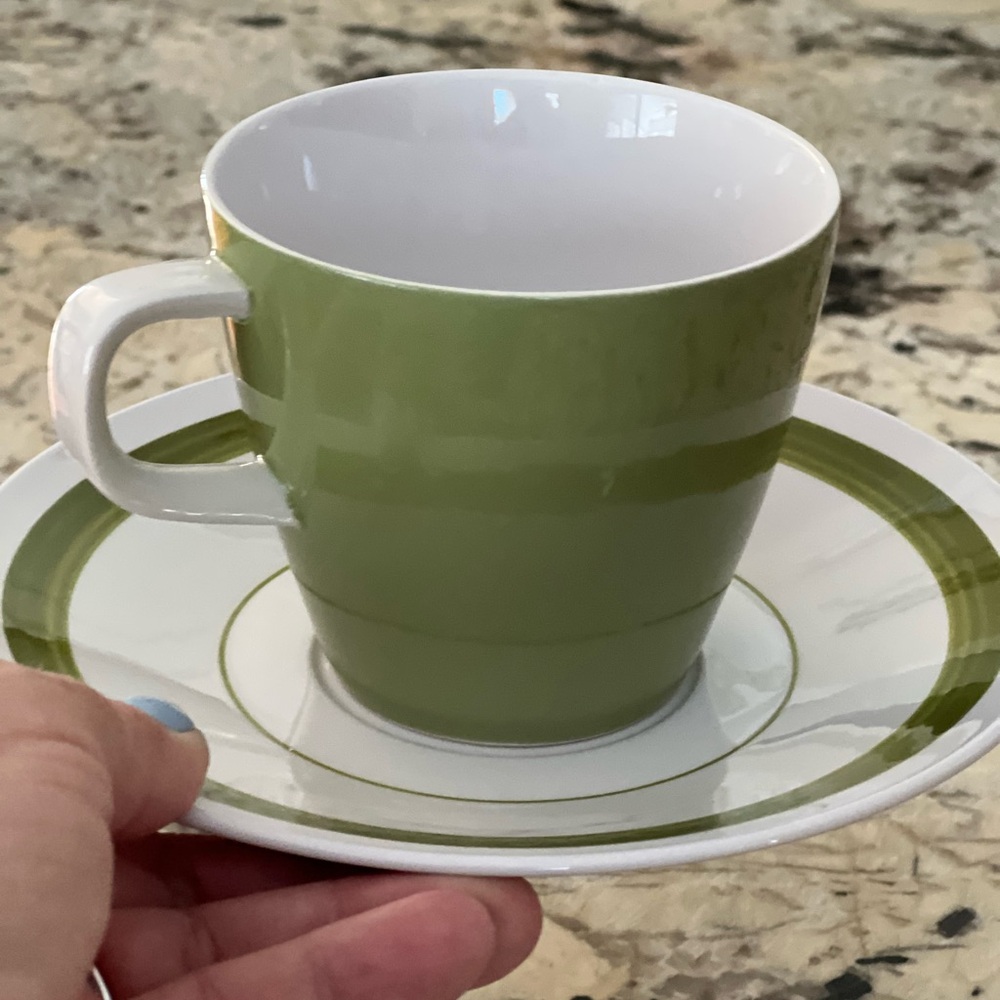 1960’s 1970’s Retro Mikasa Green and White Avocado Teacup Saucer China